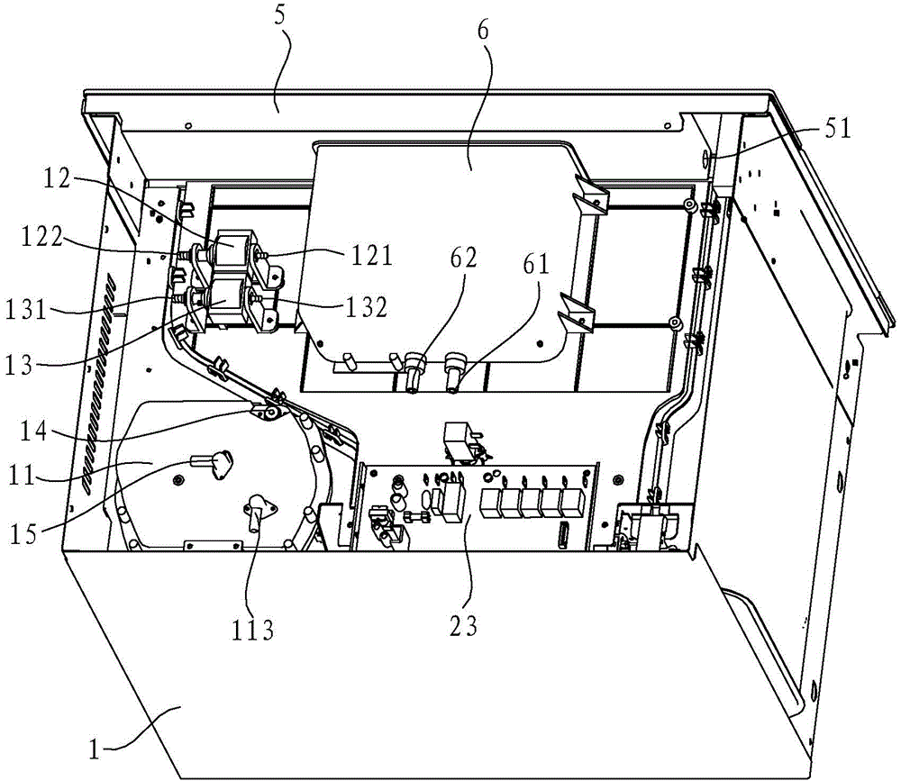 Steam box with water tank on top