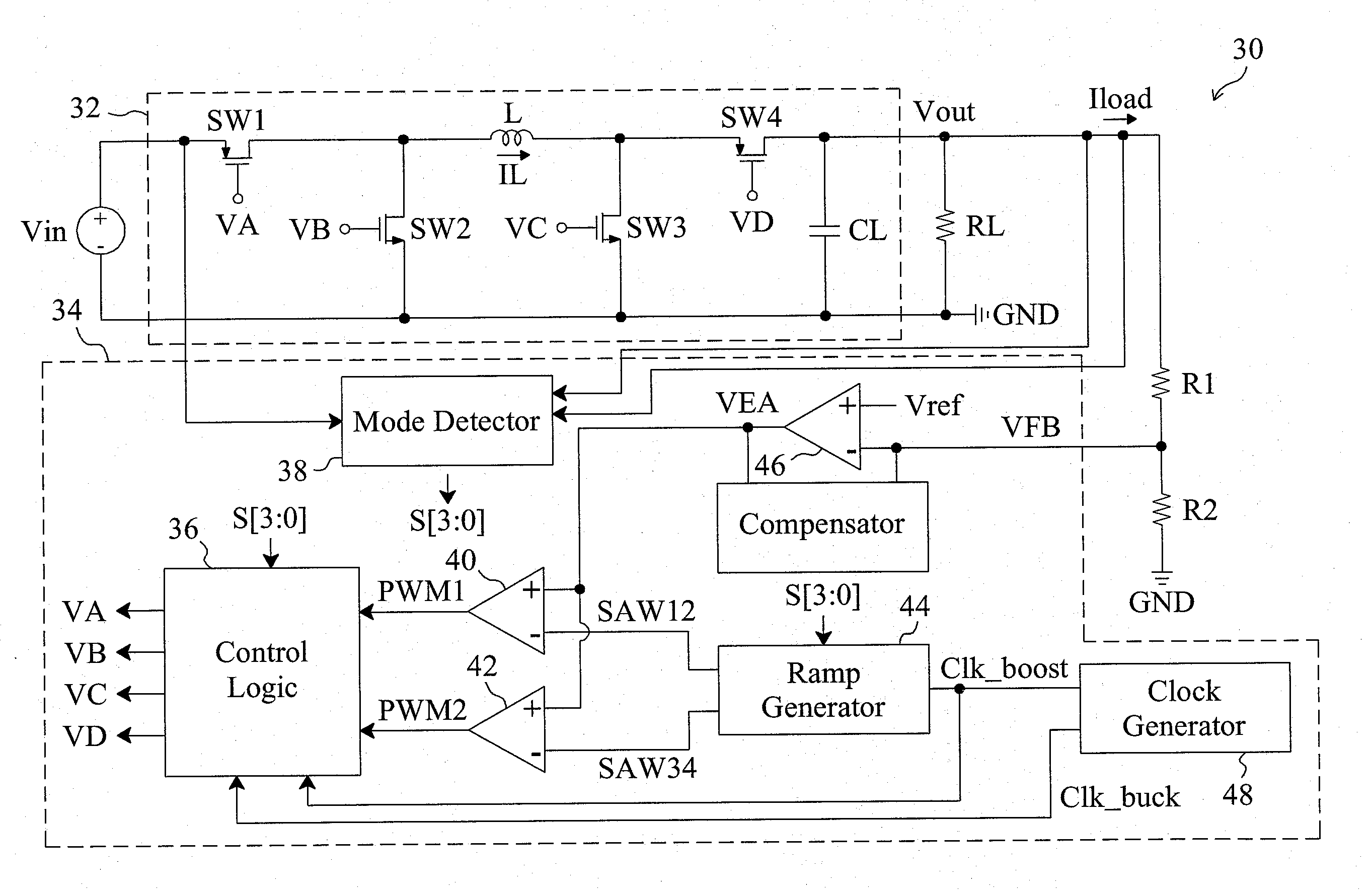 High efficiency buck-boost power converter