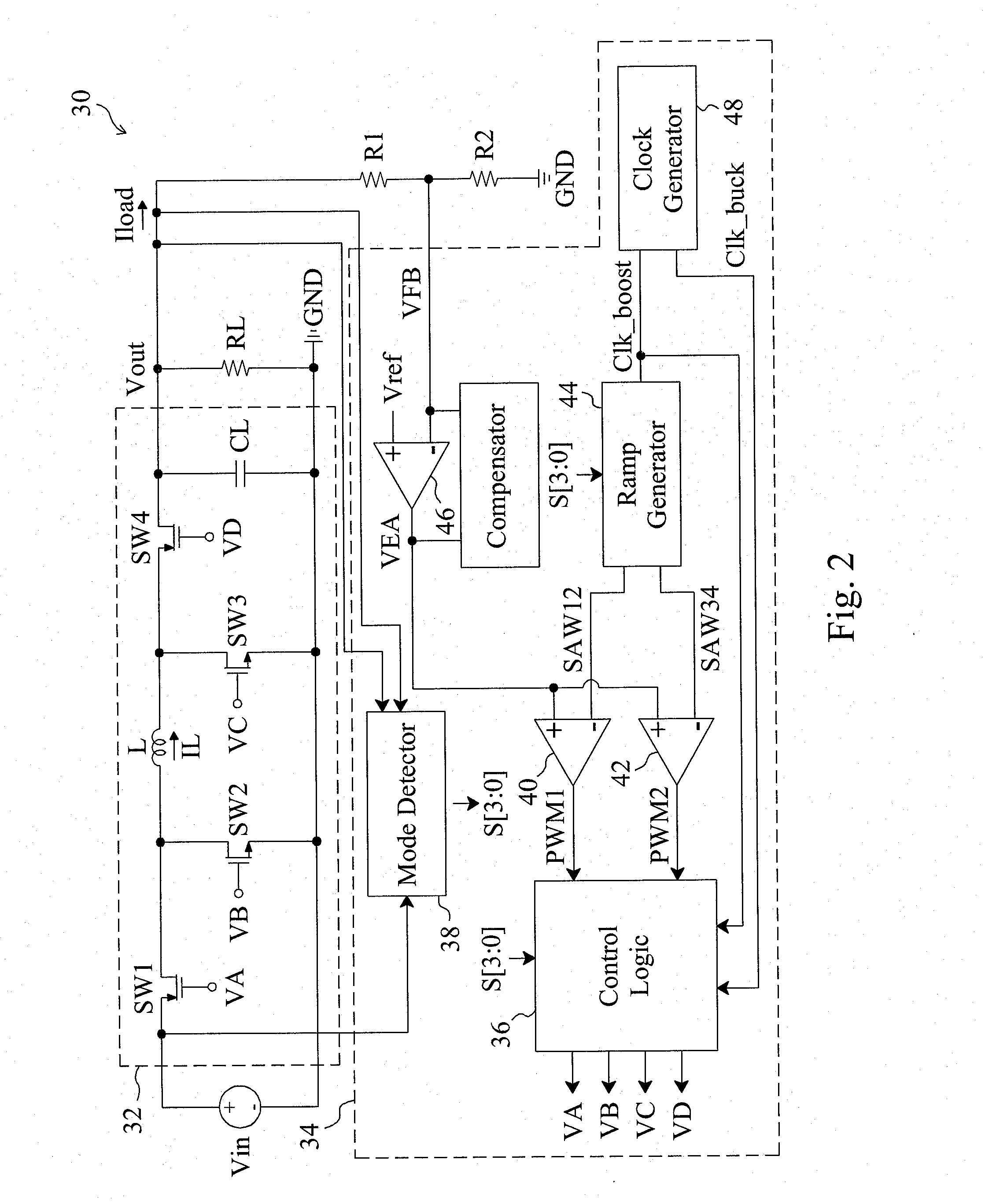 High efficiency buck-boost power converter