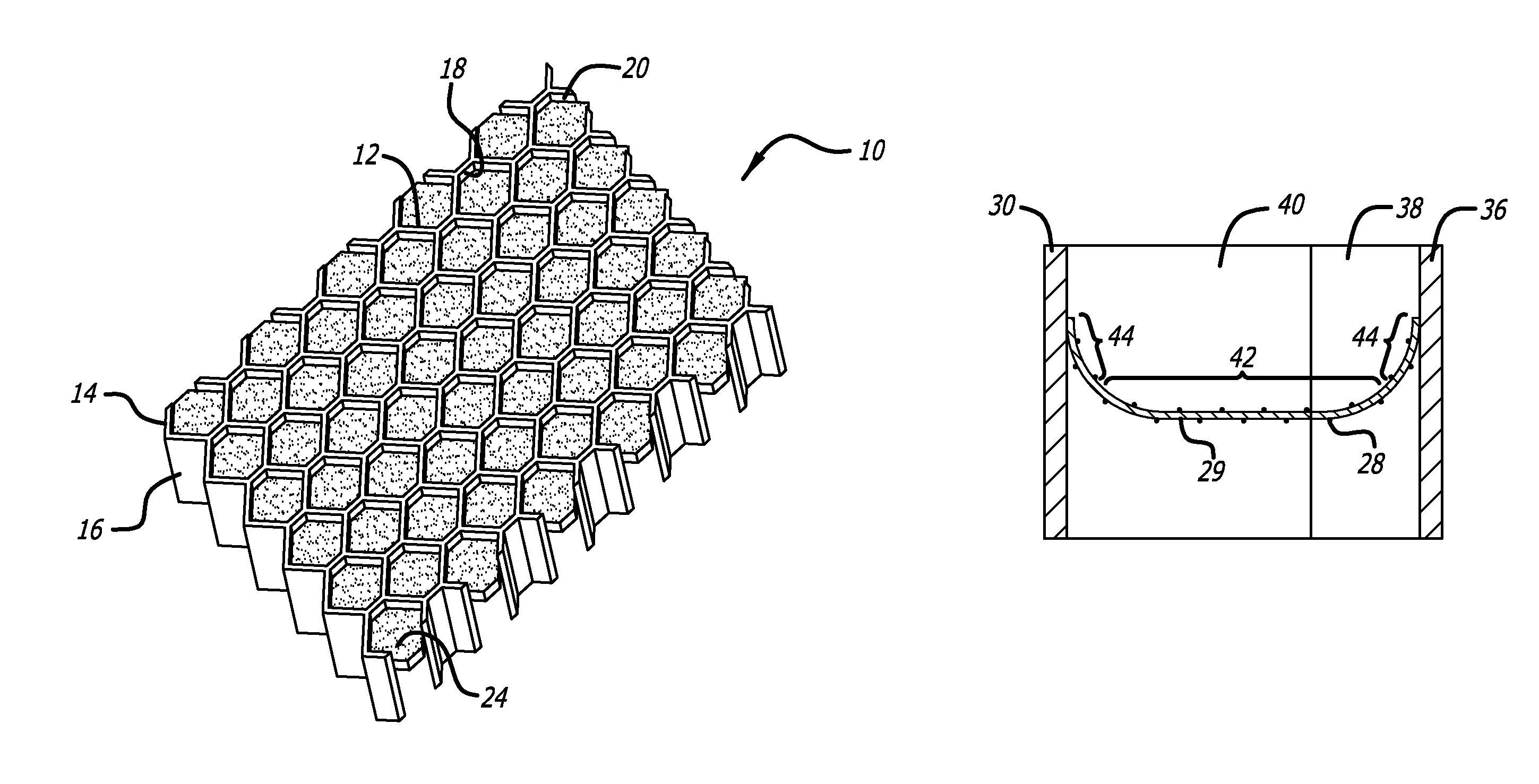 Anchoring of septums in acoustic honeycomb