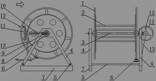 Hand-operated mooring rope reel