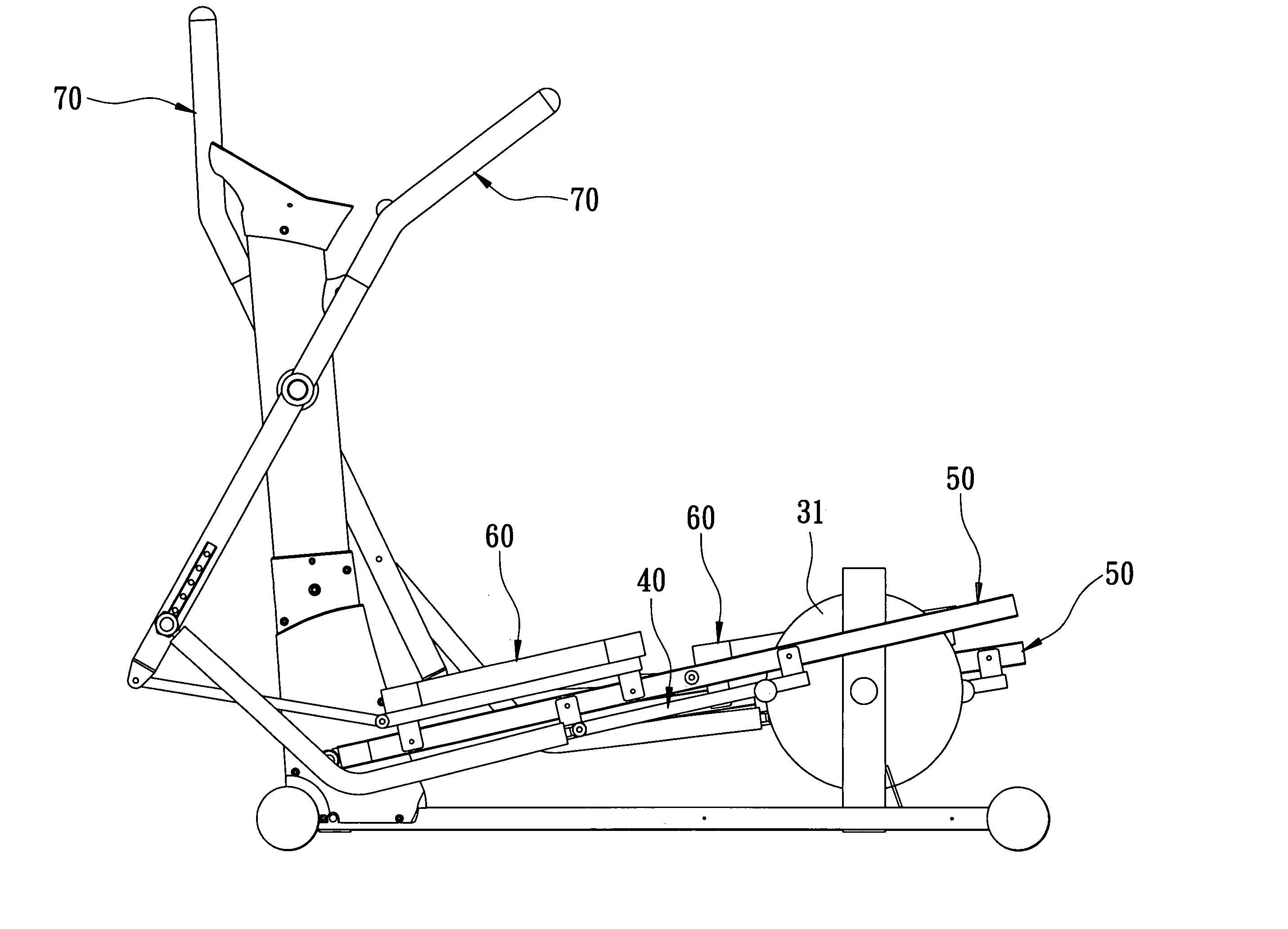 Elliptical exercising apparatus