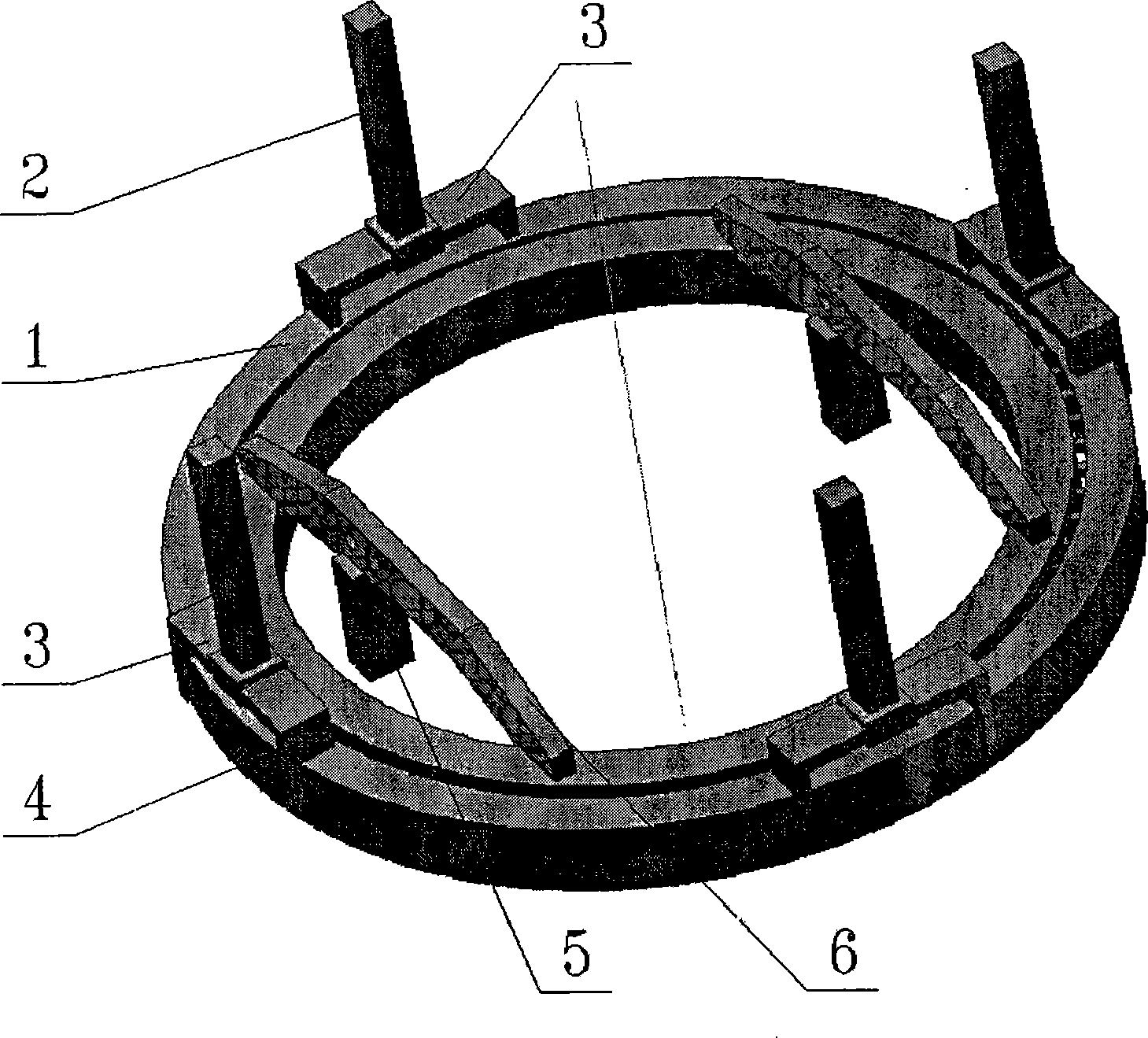 Elastic bridge connection mechanism of lifting bearing ring