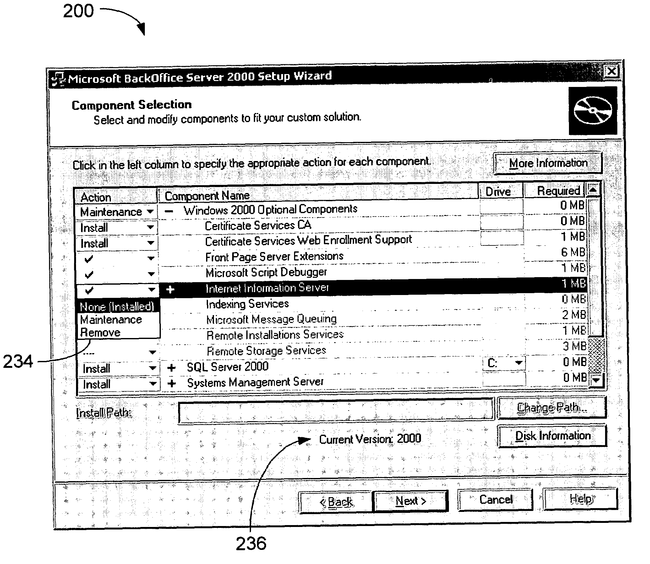 System and method of providing multiple installation actions