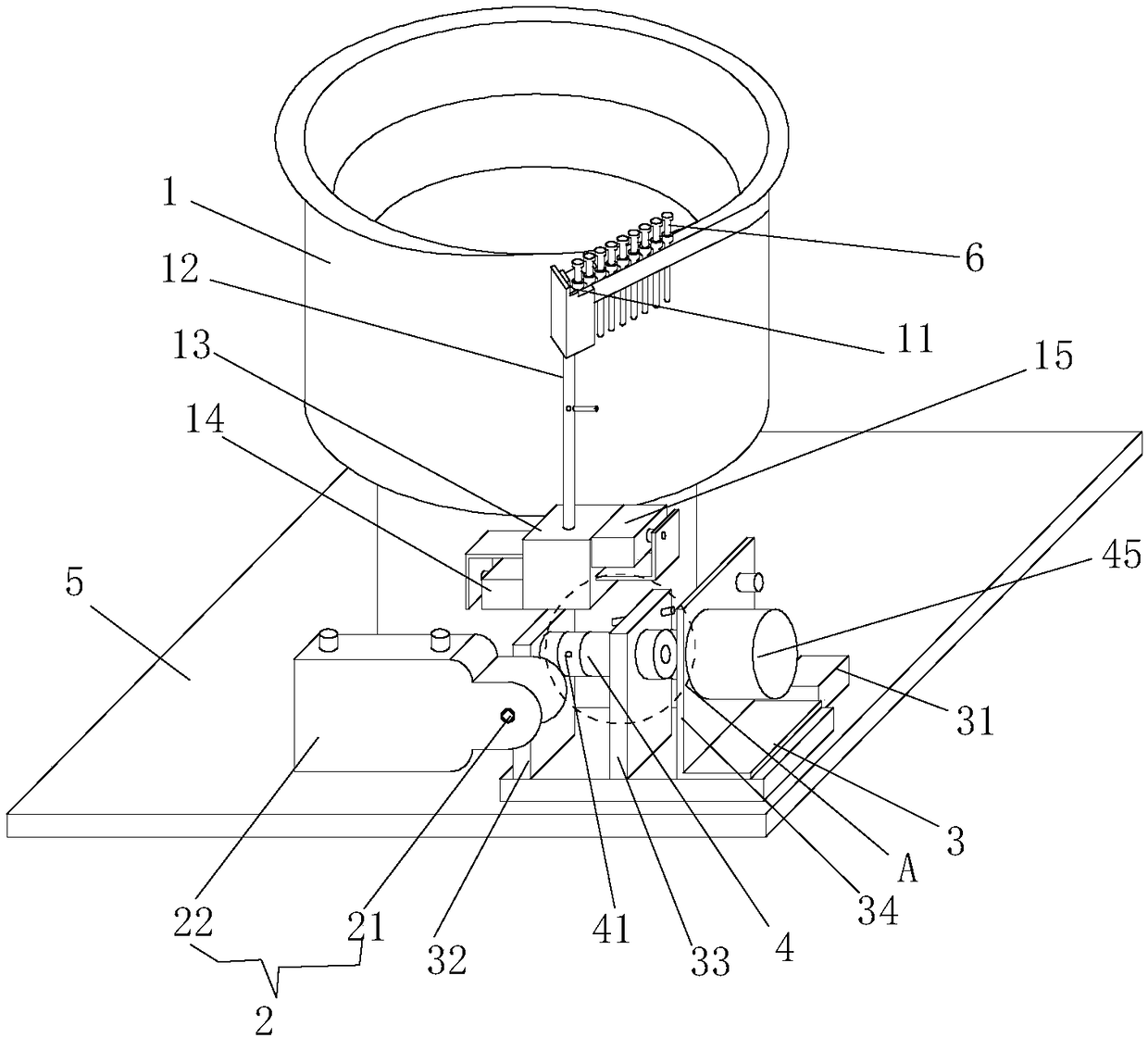 Granular terminal automatic feeding and crimping device