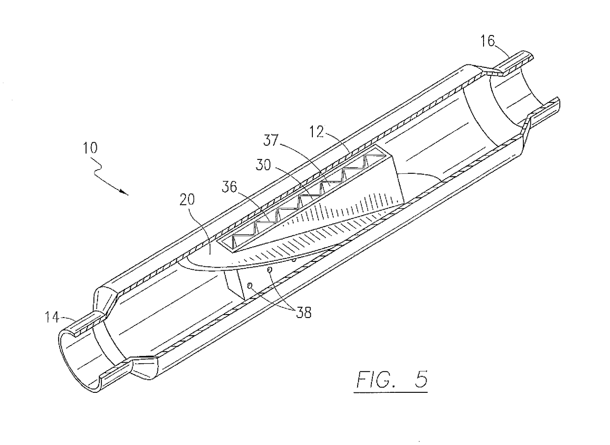 Marine muffler with angularly disposed internal baffle