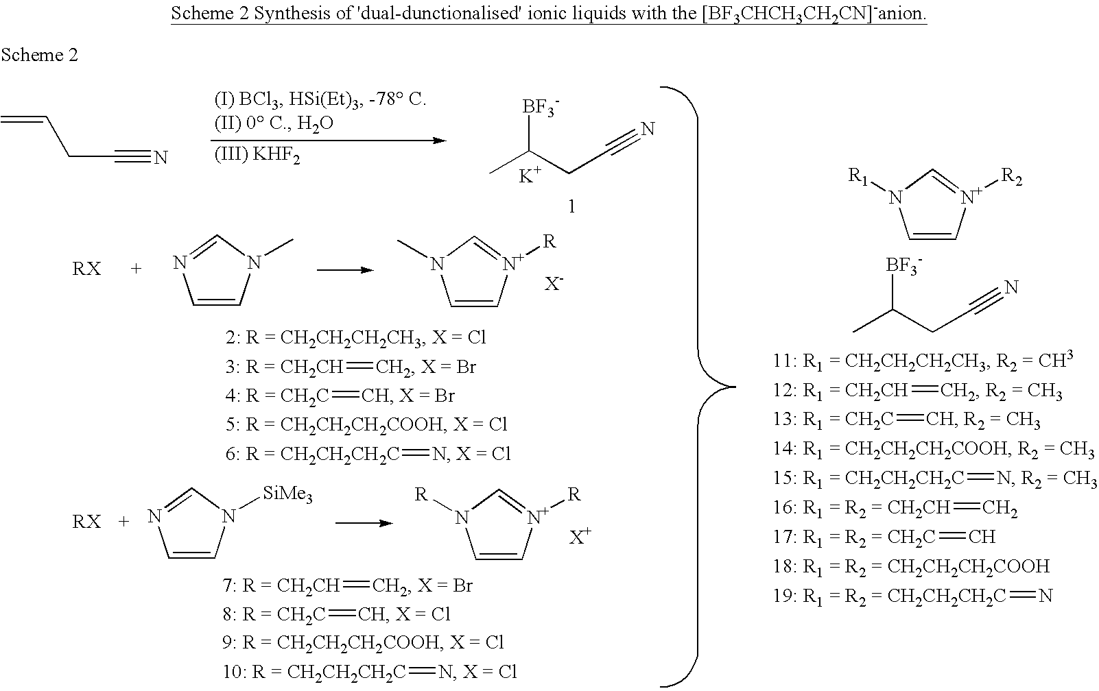 Ionic Liquids Based on Imidazolium Salts Incorporating a Nitrile Functionality