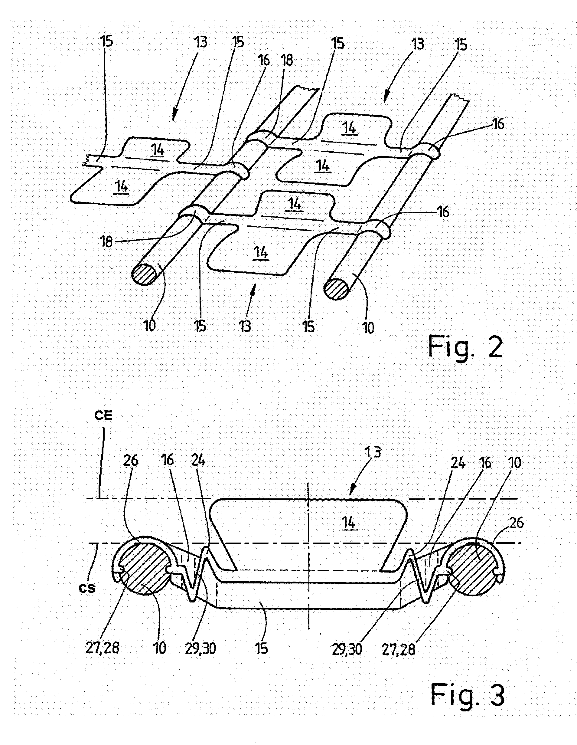 Sprung support, particularly for a mattress