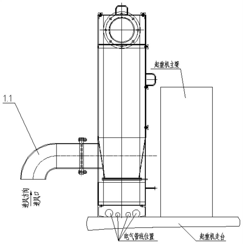 Workshop dust removal device arranged on crane