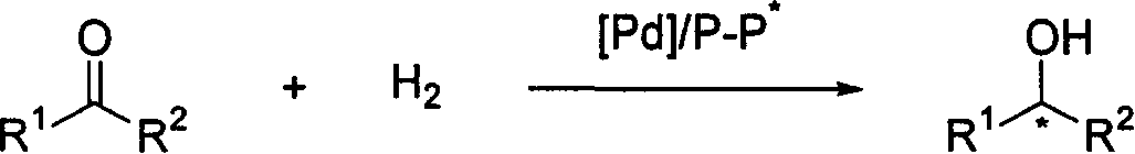 Method for using palladium homogeneous system in enantioselective catalysis of ketone hydride