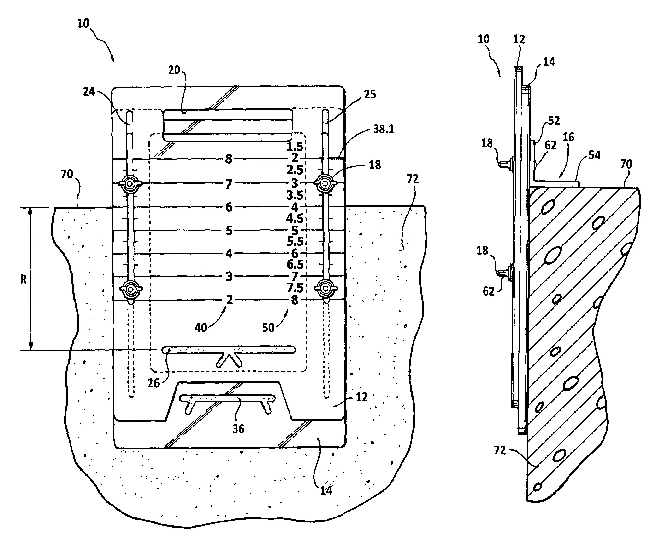 Stencil assembly for marking pavement grade levels