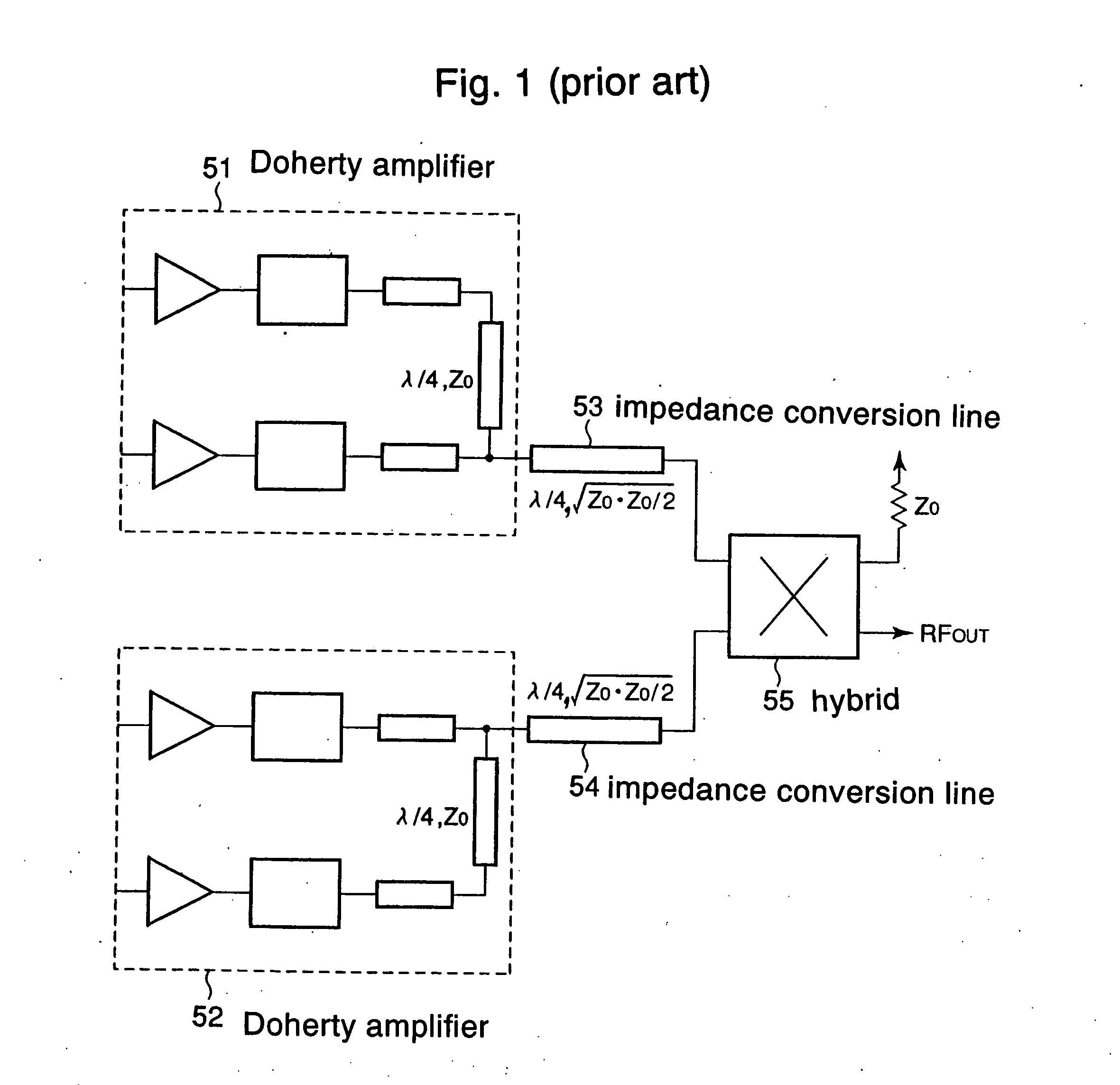 Circuit for parallel operation of Doherty amplifiers