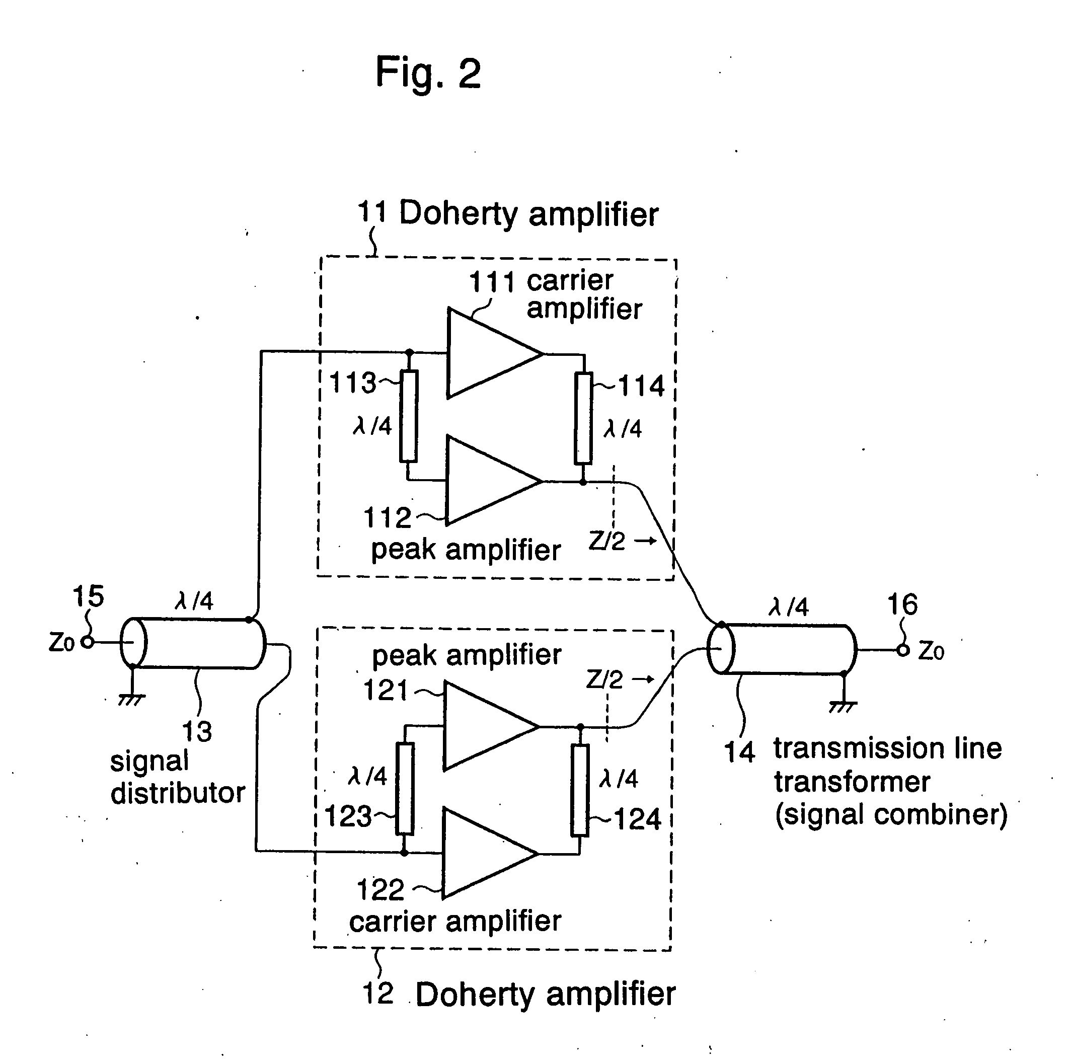 Circuit for parallel operation of Doherty amplifiers