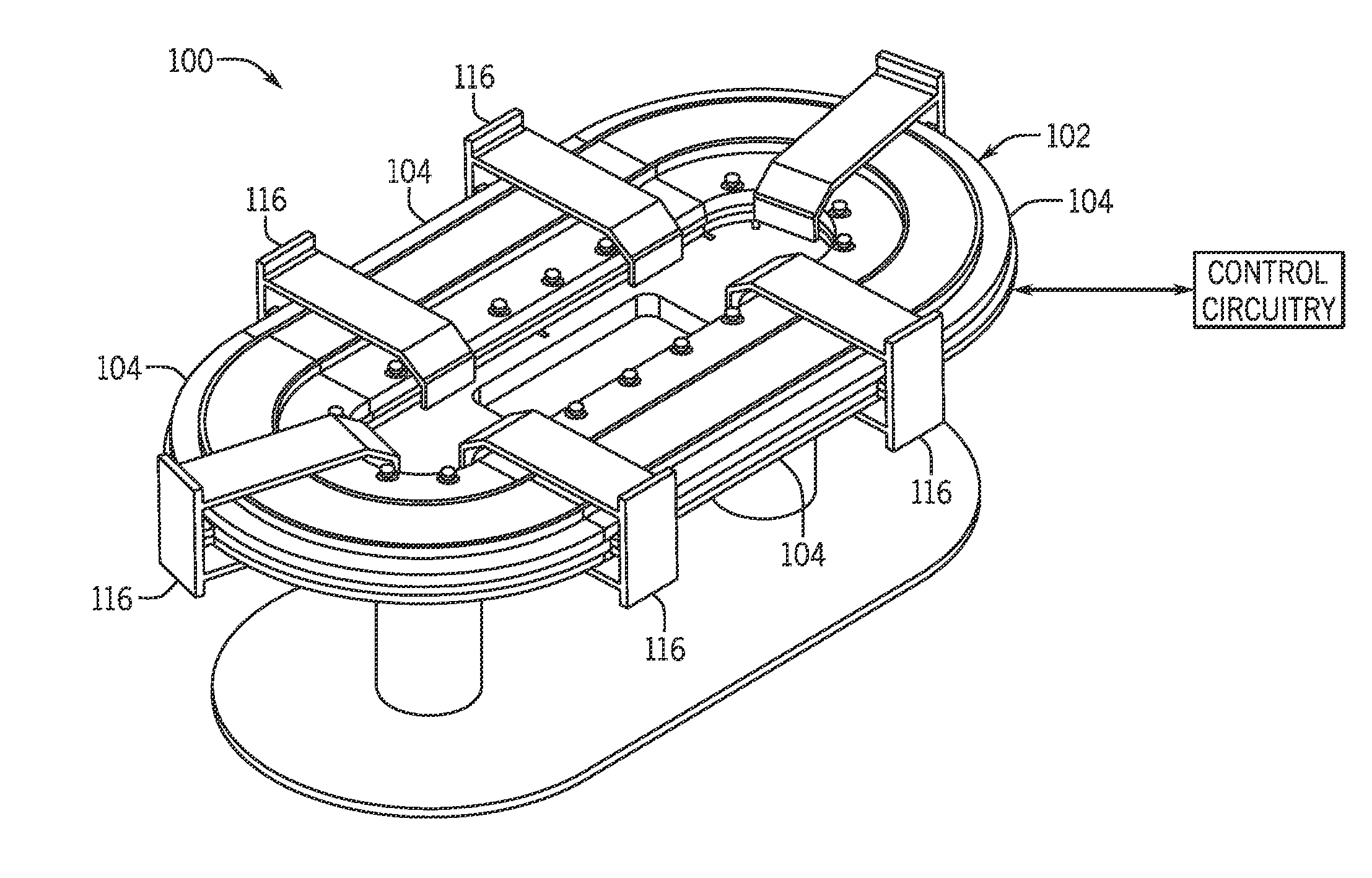 Controlled motion system having a magnetic flux bridge joining linear motor sections