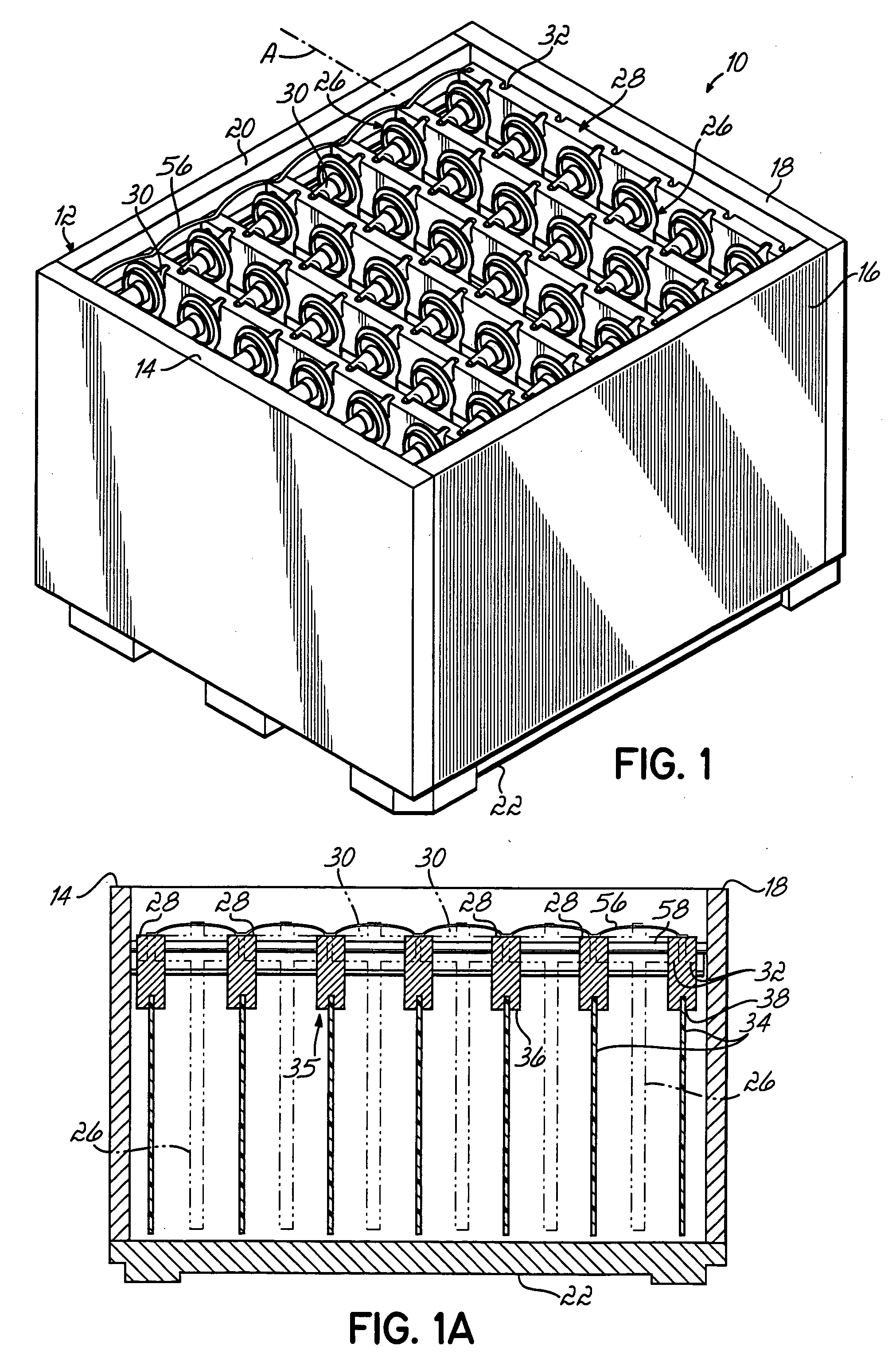 Container having sliding support member assemblies for supporting dunnage