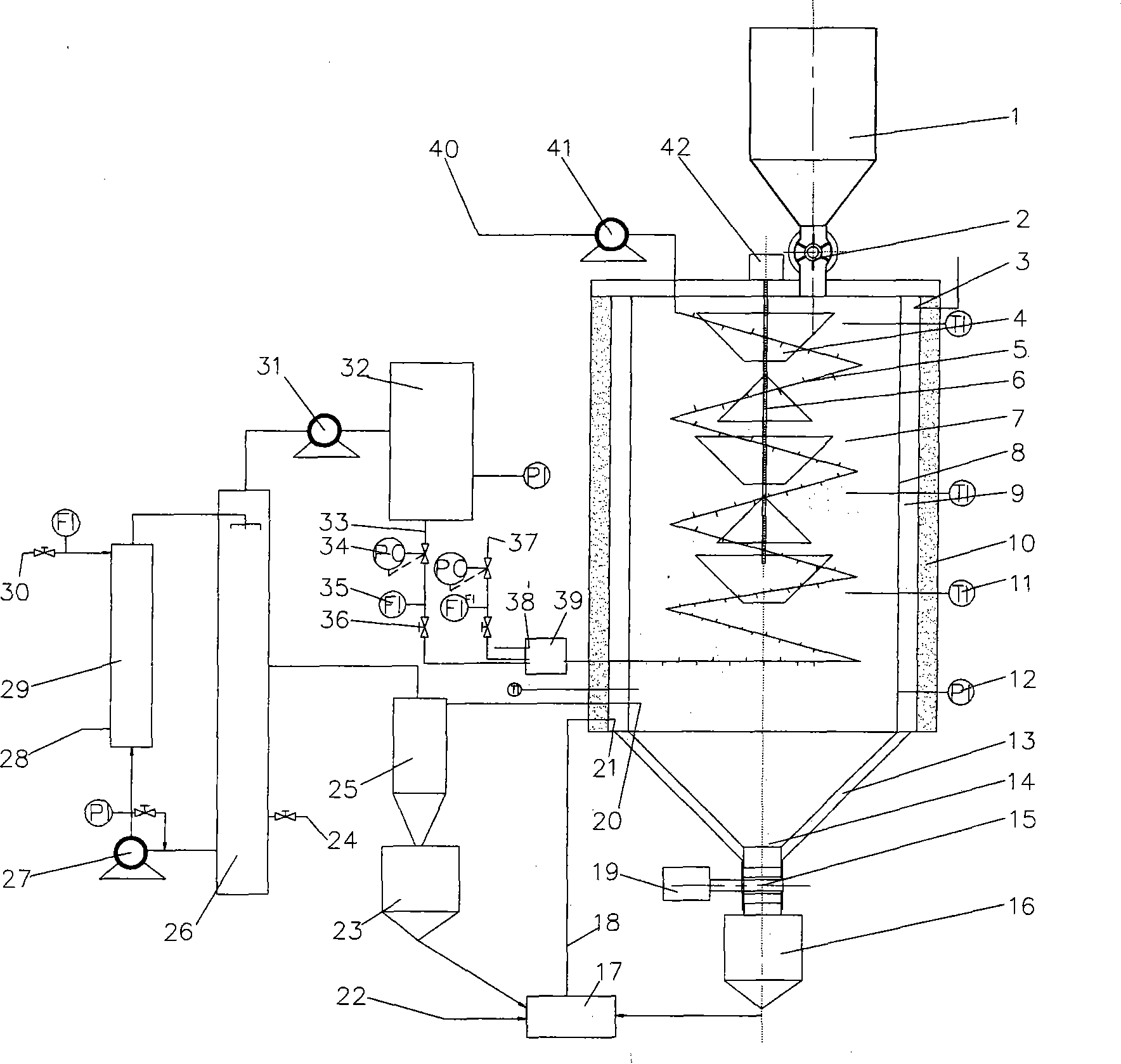 Internal combustion heating moving-bed type biomass pyrolysis liquefying apparatus