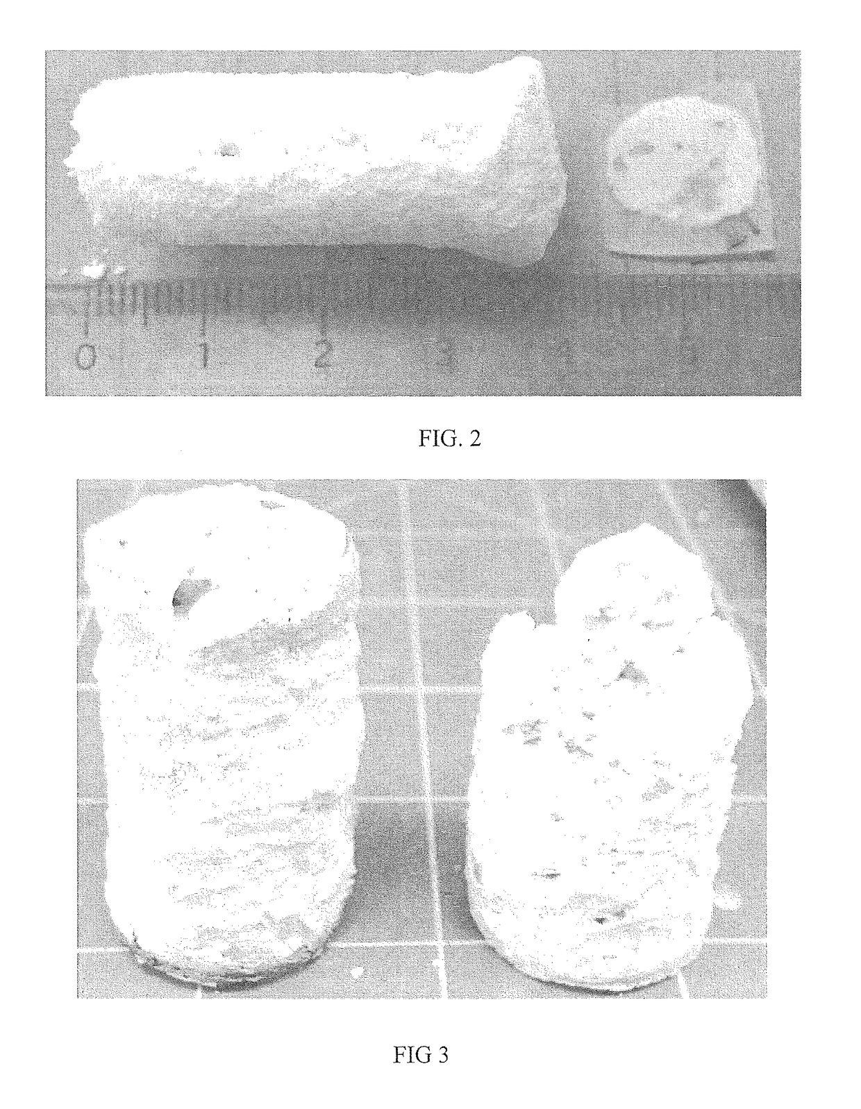 Combustion synthesis of calcium phosphate constructs and powders doped with atoms, molecules, ions, or compounds