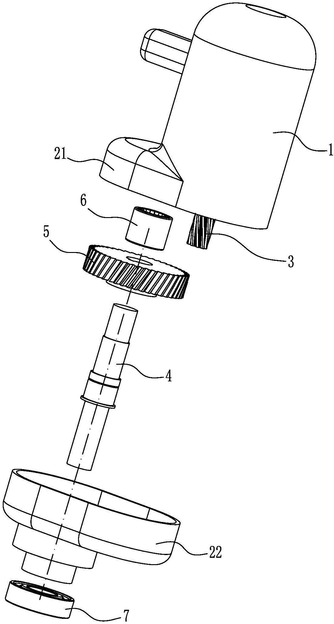 Helical tooth transmission device for tapping machine