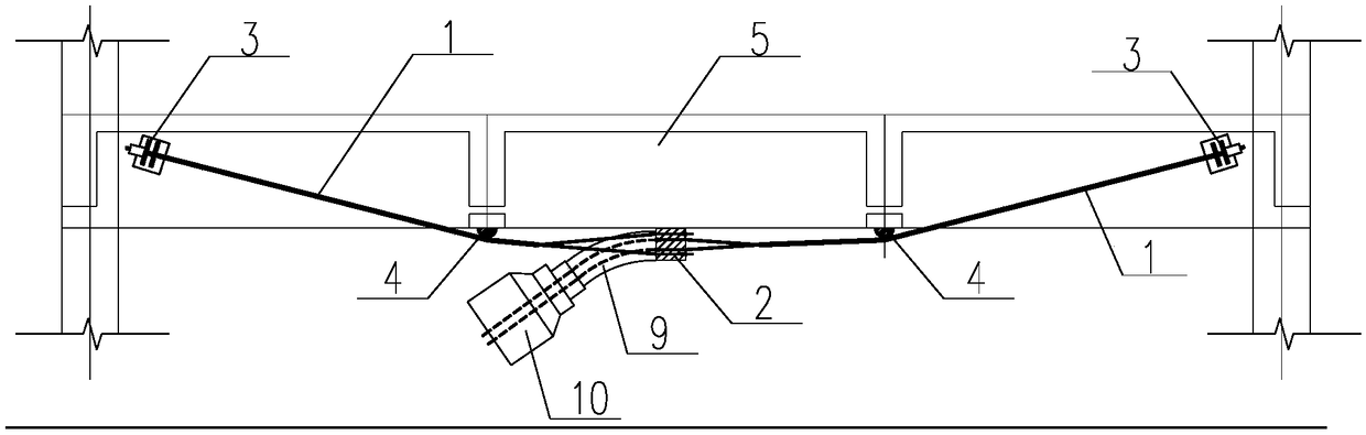 External prestressing reinforced concrete framework beam structure and construction method