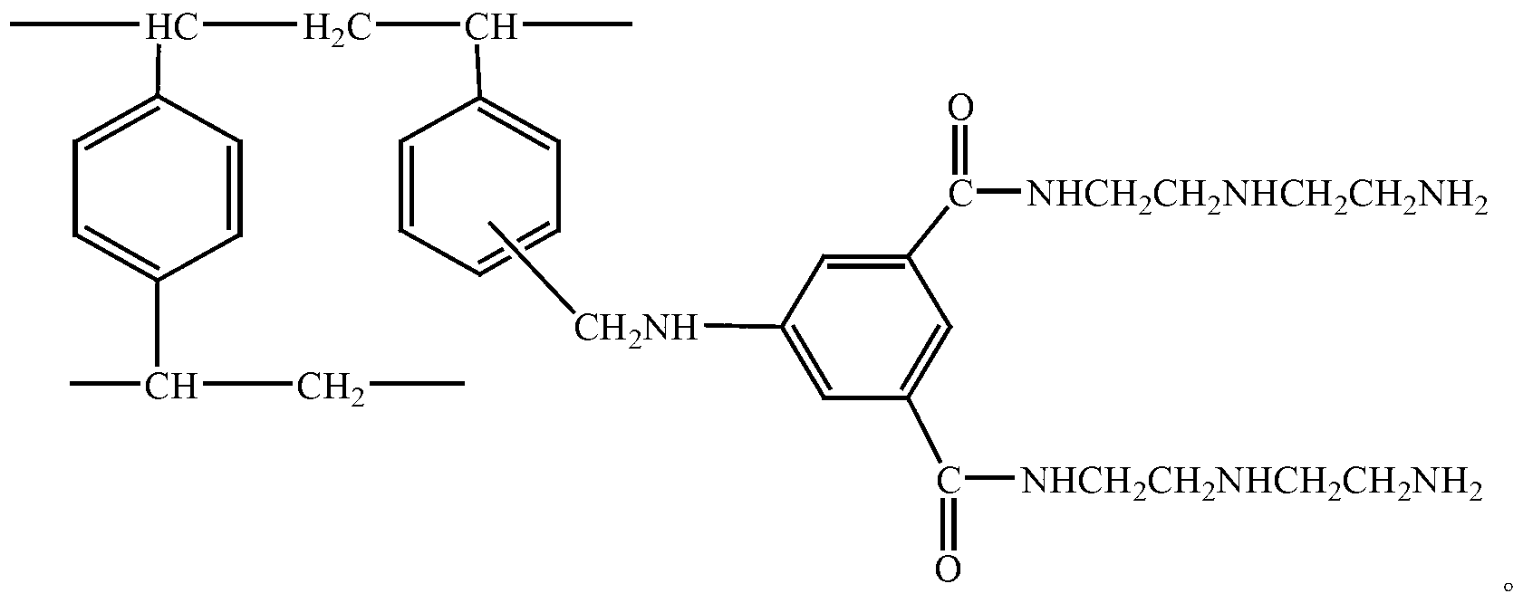 Primary diamido chelating resin and preparation method thereof