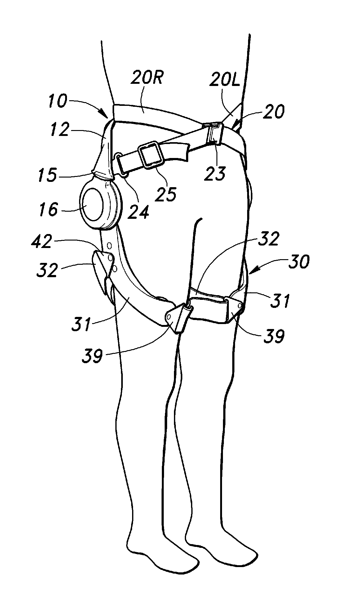 Femoral support member for a walking assistance device