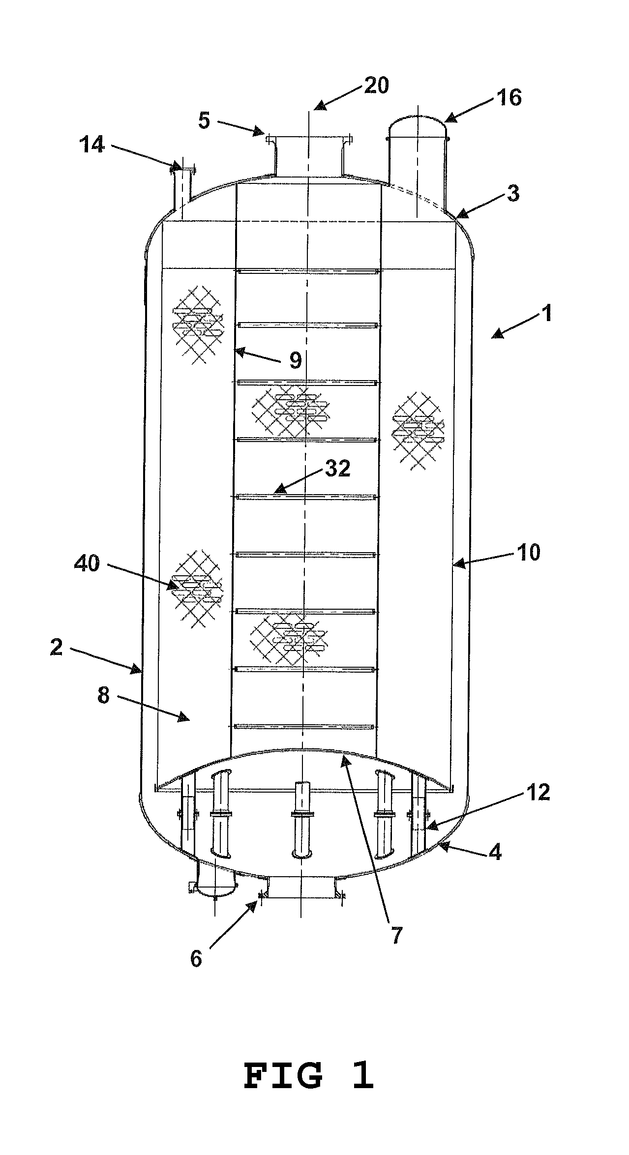 Radial flow reactor with movable supports