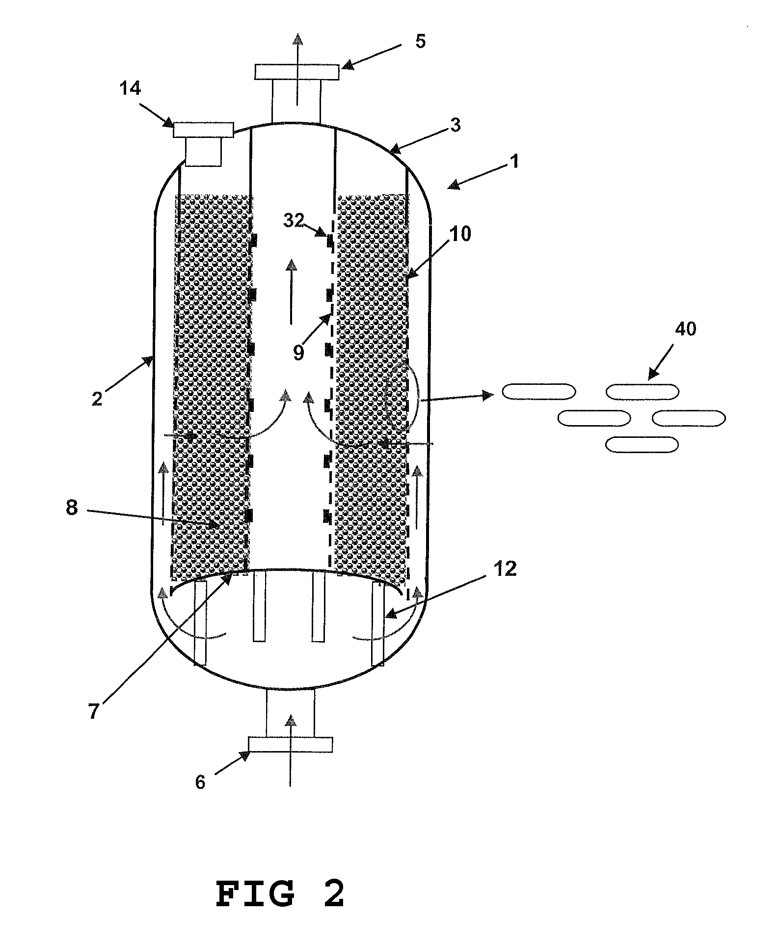 Radial flow reactor with movable supports