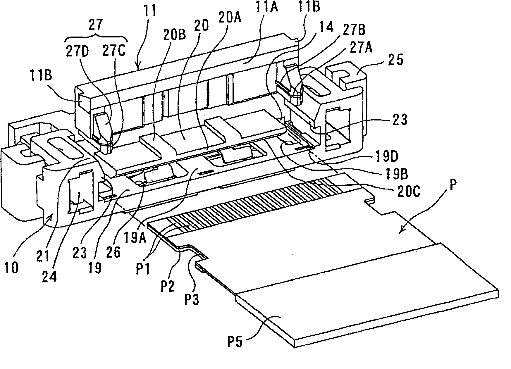 Electric connector for flat type conductor