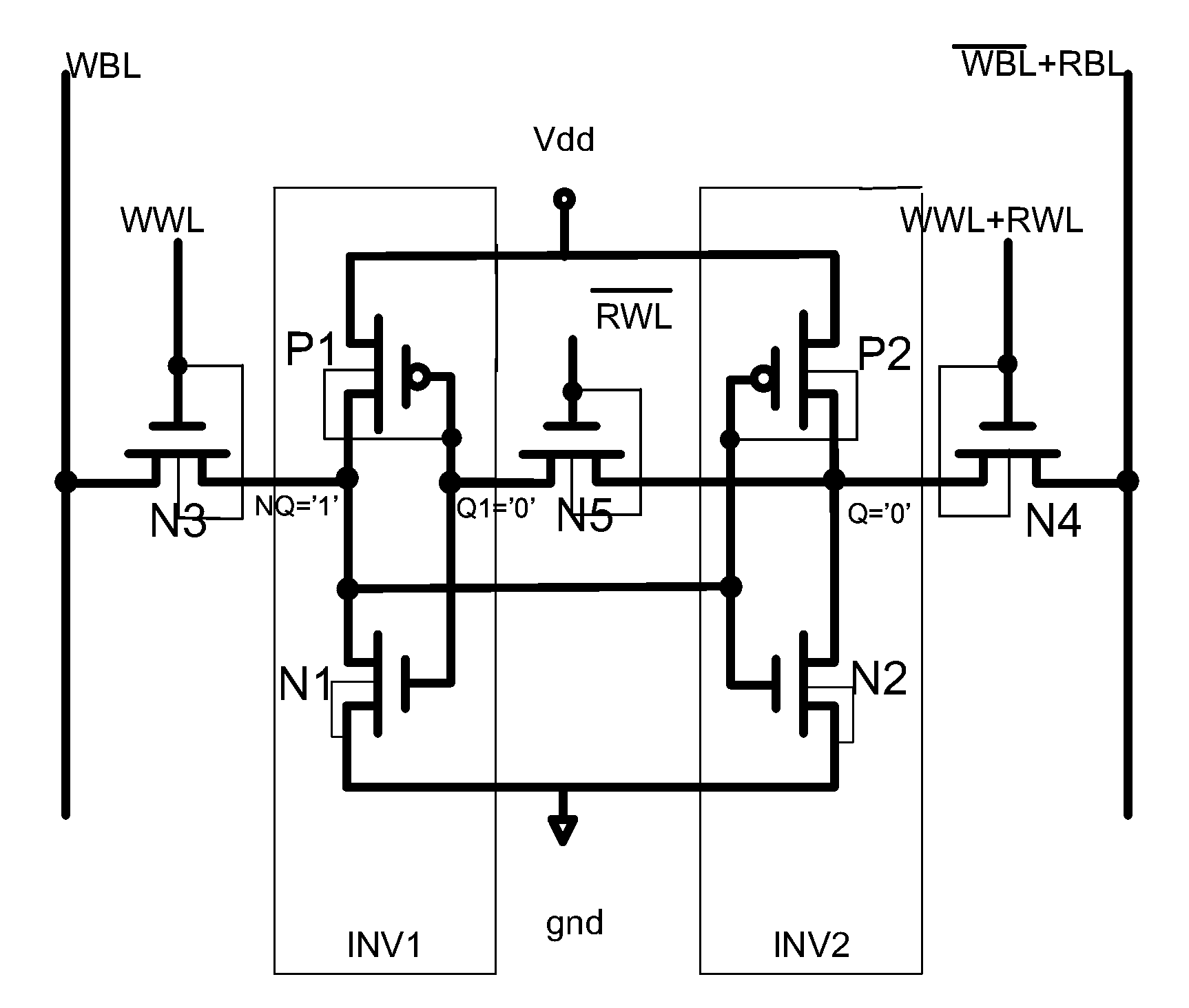 Sub-threshold memory cell circuit with high density and high robustness