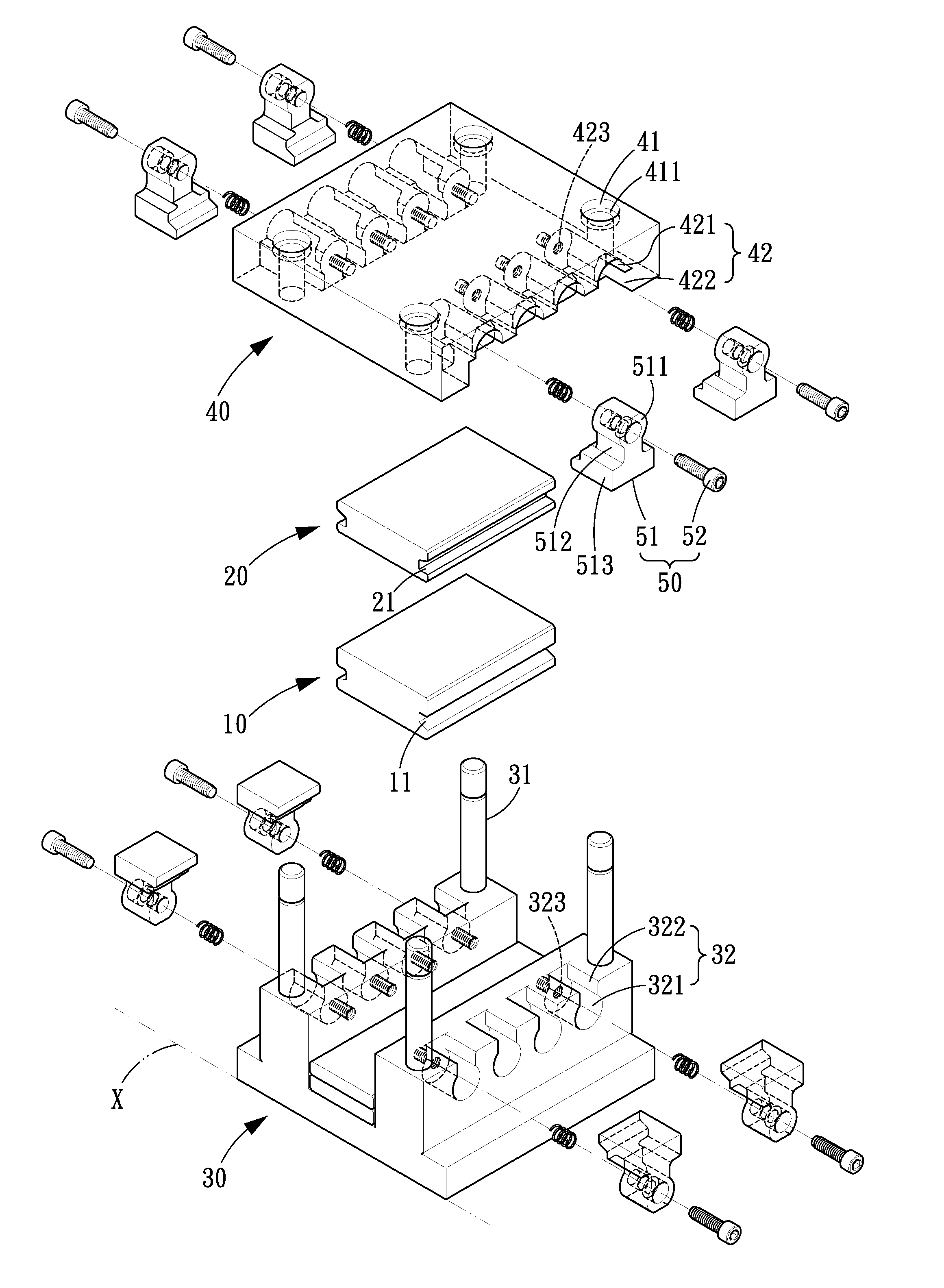 Mould with easy-replaceable mould plates