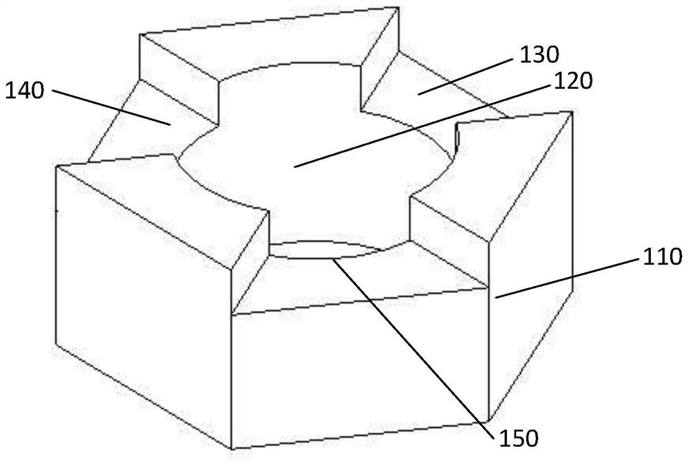 Permeable cup-shaped nut block and prefabricating method thereof