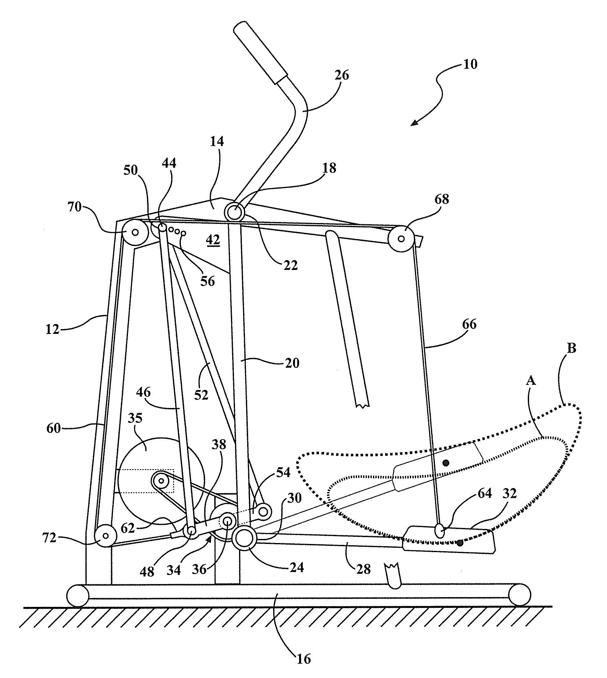 Elliptical exercise device