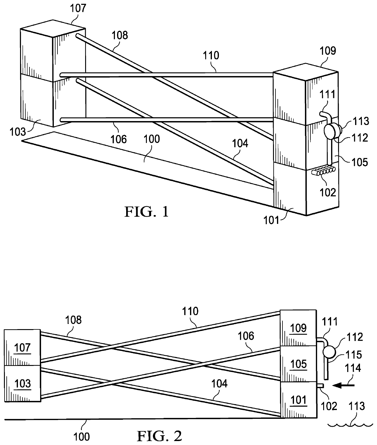 Wave-energized buoyant water elevator for raising water in response to tilting about multiple distinct angularly-spaced axes