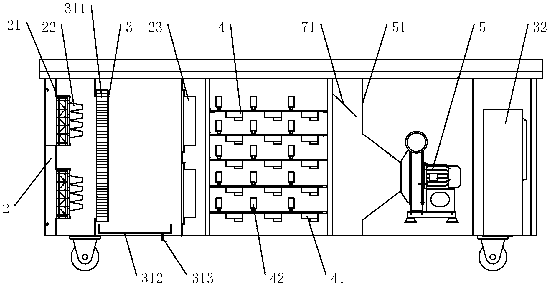 Ozone sterilization and dezymotizing treatment machine for grain elevators