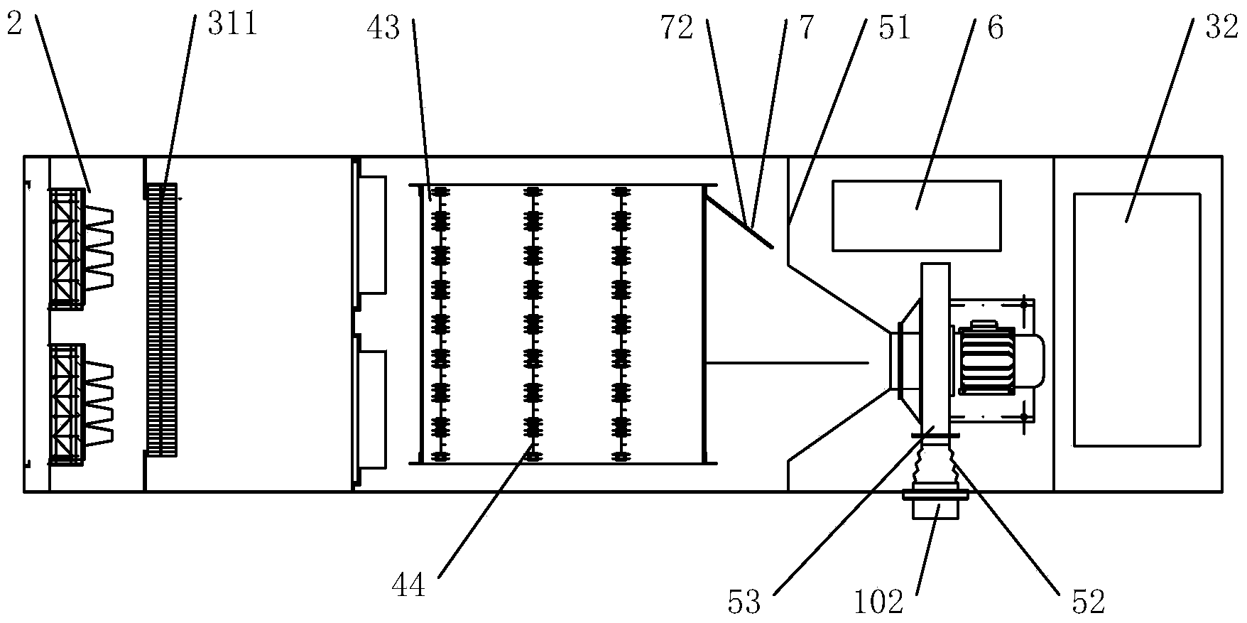 Ozone sterilization and dezymotizing treatment machine for grain elevators