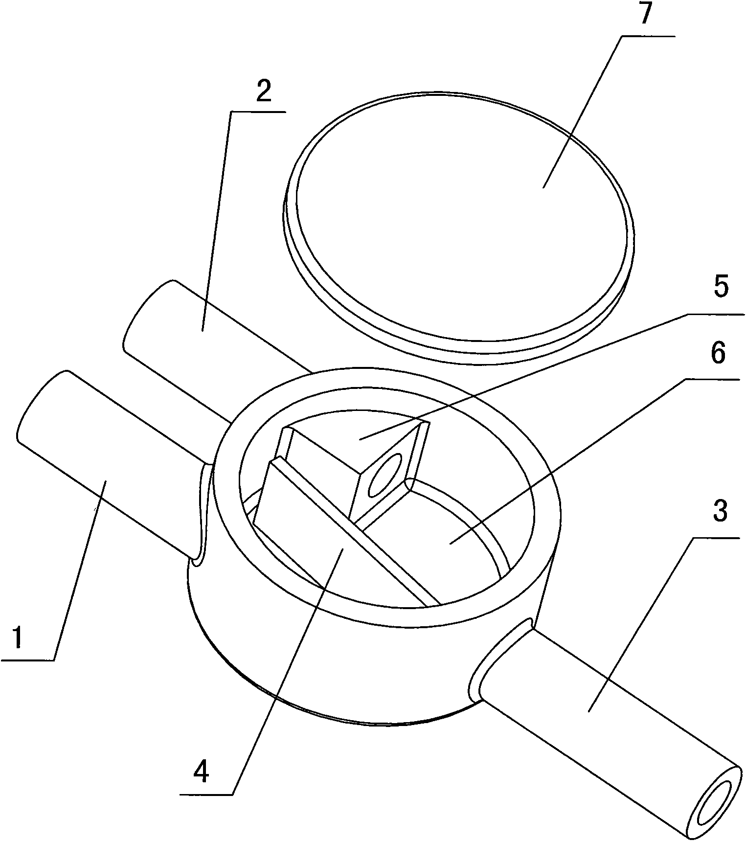 Three-way joint of fuel evaporation and emission control pipeline