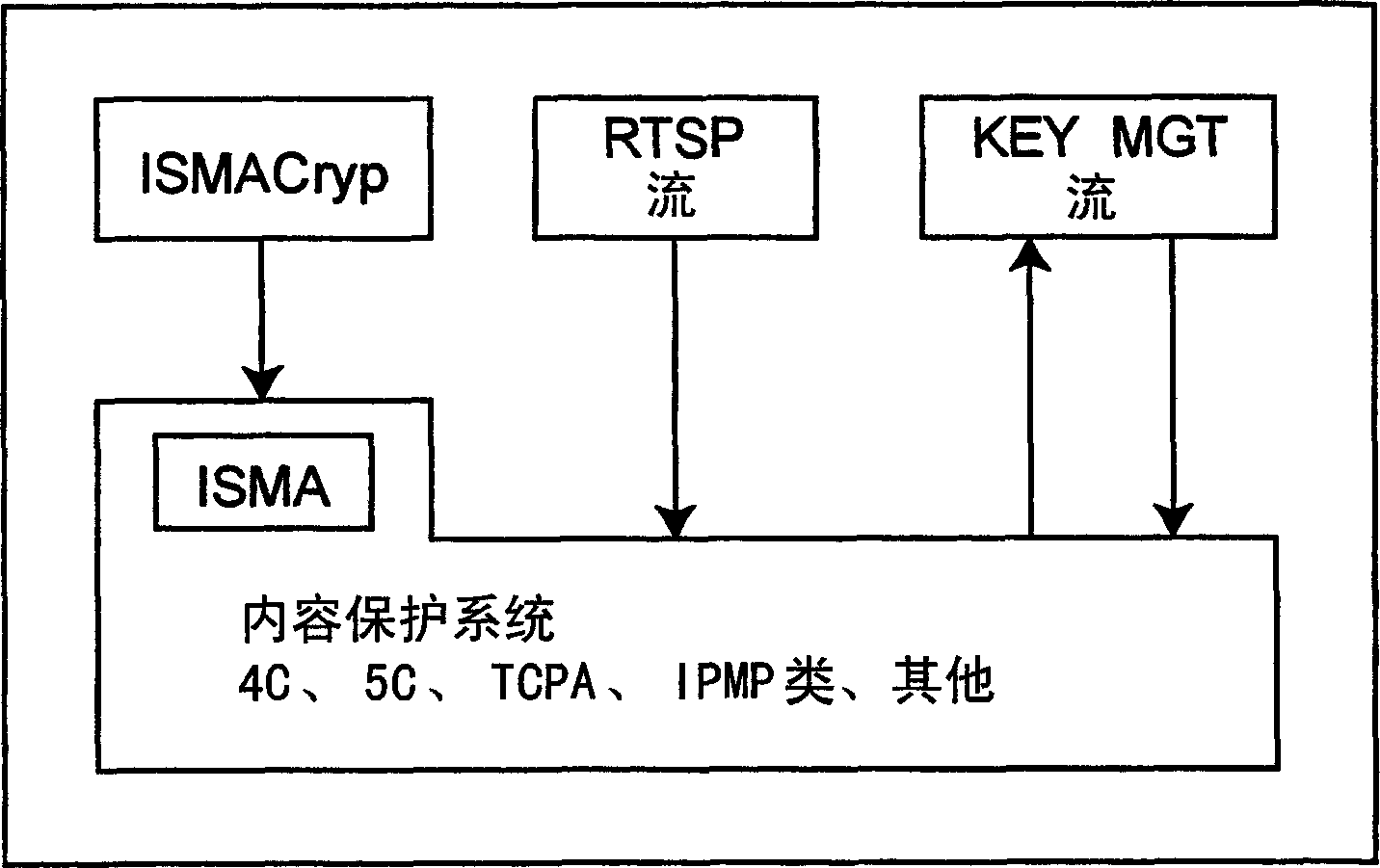 Receiver apparatus for mpeg-4ipmp extended isma media stream