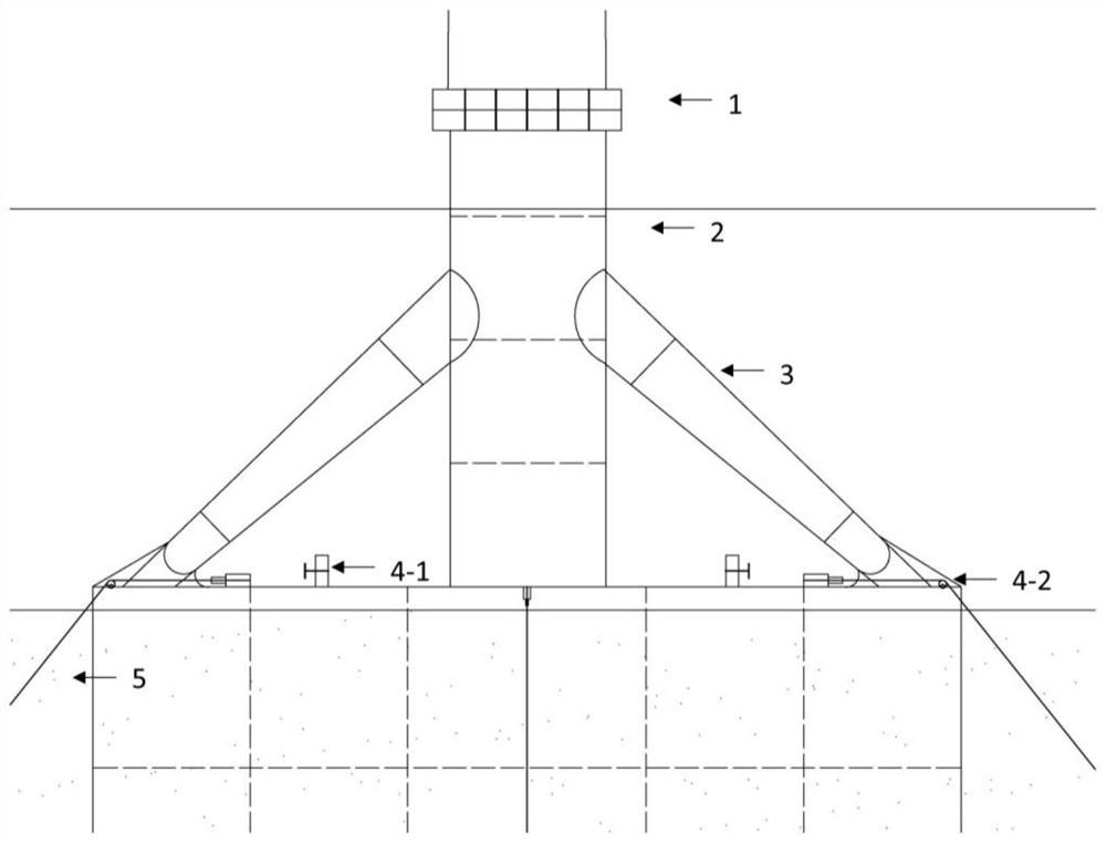 Composite skirt foundation structure and construction method for offshore wind turbine with active control system