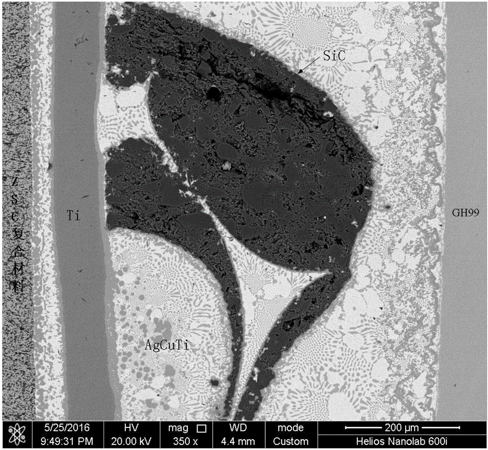 Braze-welding method for ceramic or ceramic-based composite material and metal through composite interlayer