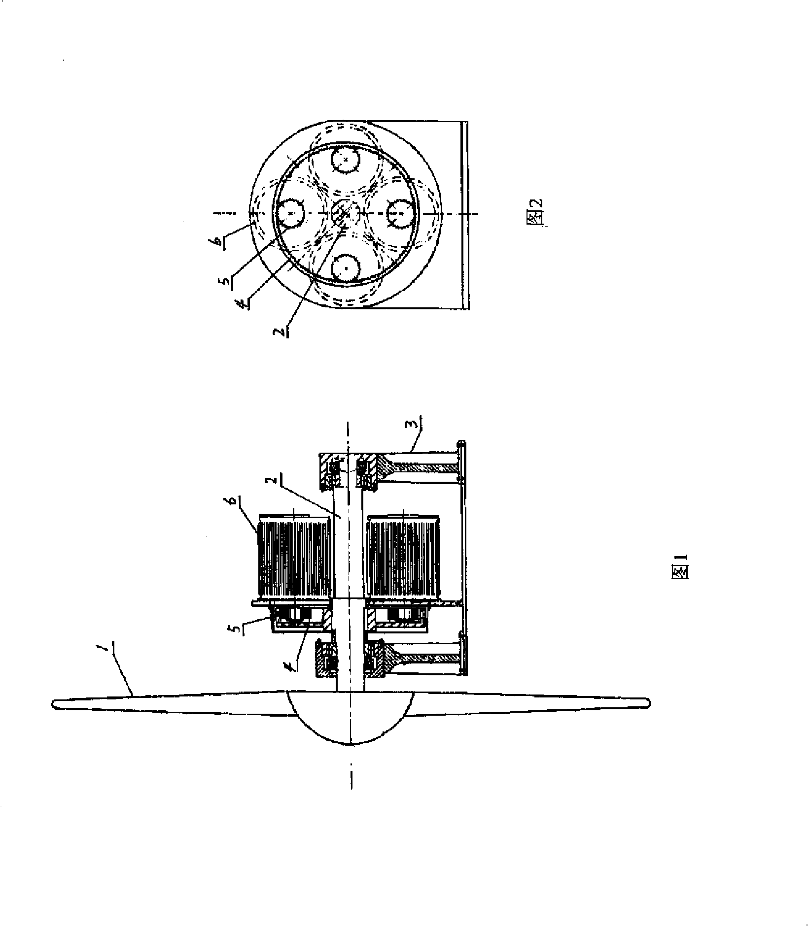 One-axis multi-machine speeding wind generator set