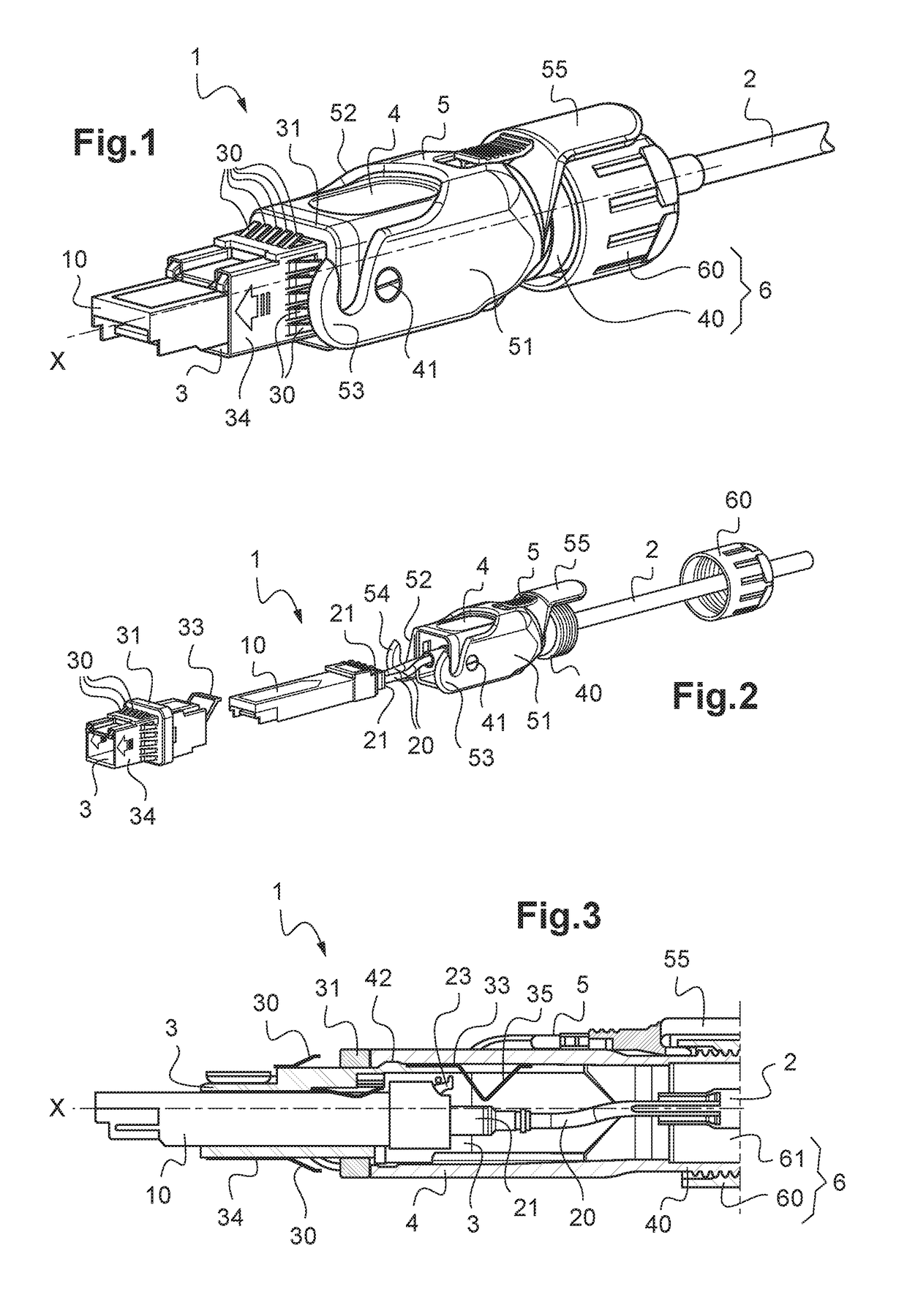 Plug for connection to a socket of a panel of an electronic equipment housing having anti-breakage means for the optical cable on which the plug is mounted