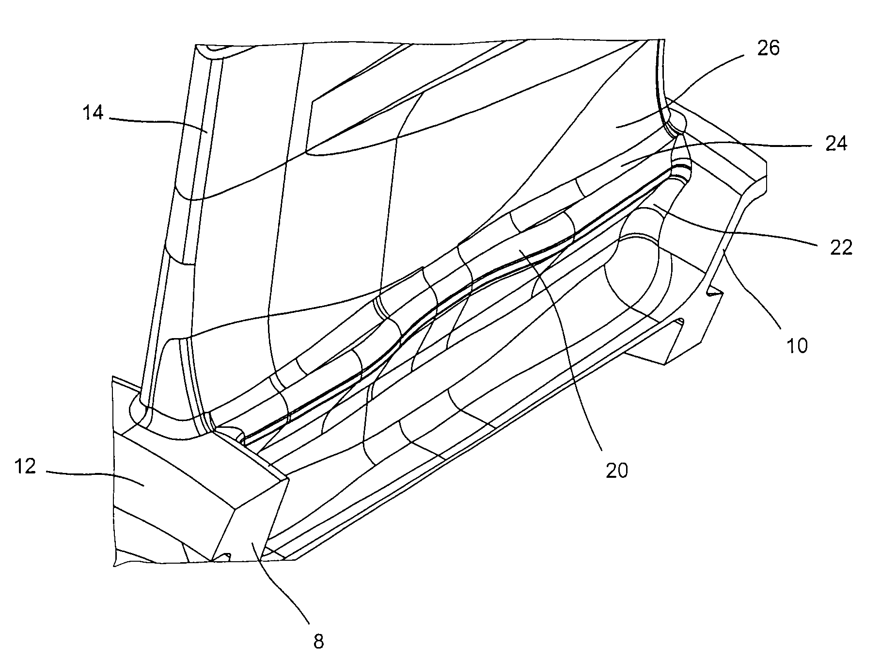 Exhaust casing hub comprising stress-distributing ribs