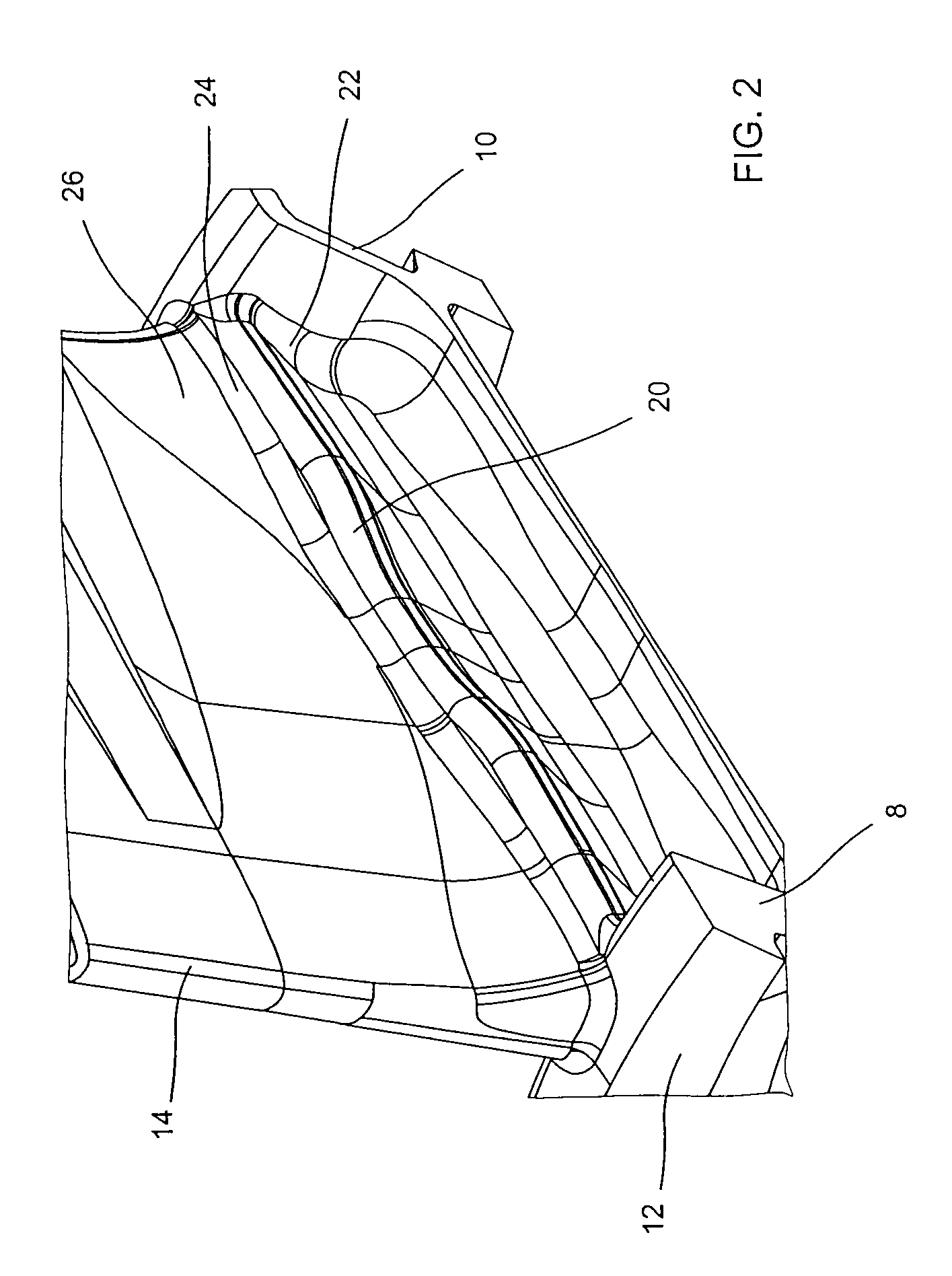 Exhaust casing hub comprising stress-distributing ribs