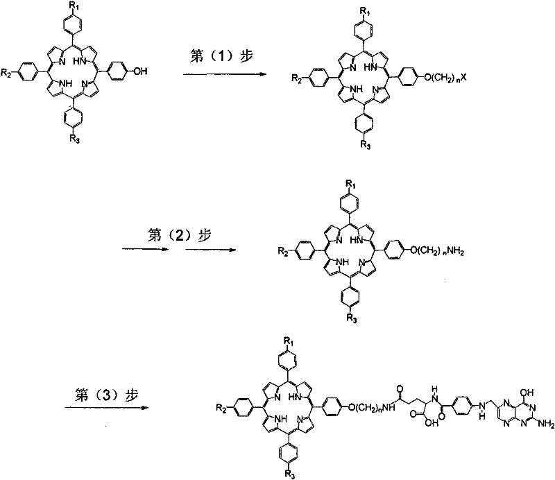 Folic acid acceptor mediated molecular targeted photosensitizer and preparation method thereof