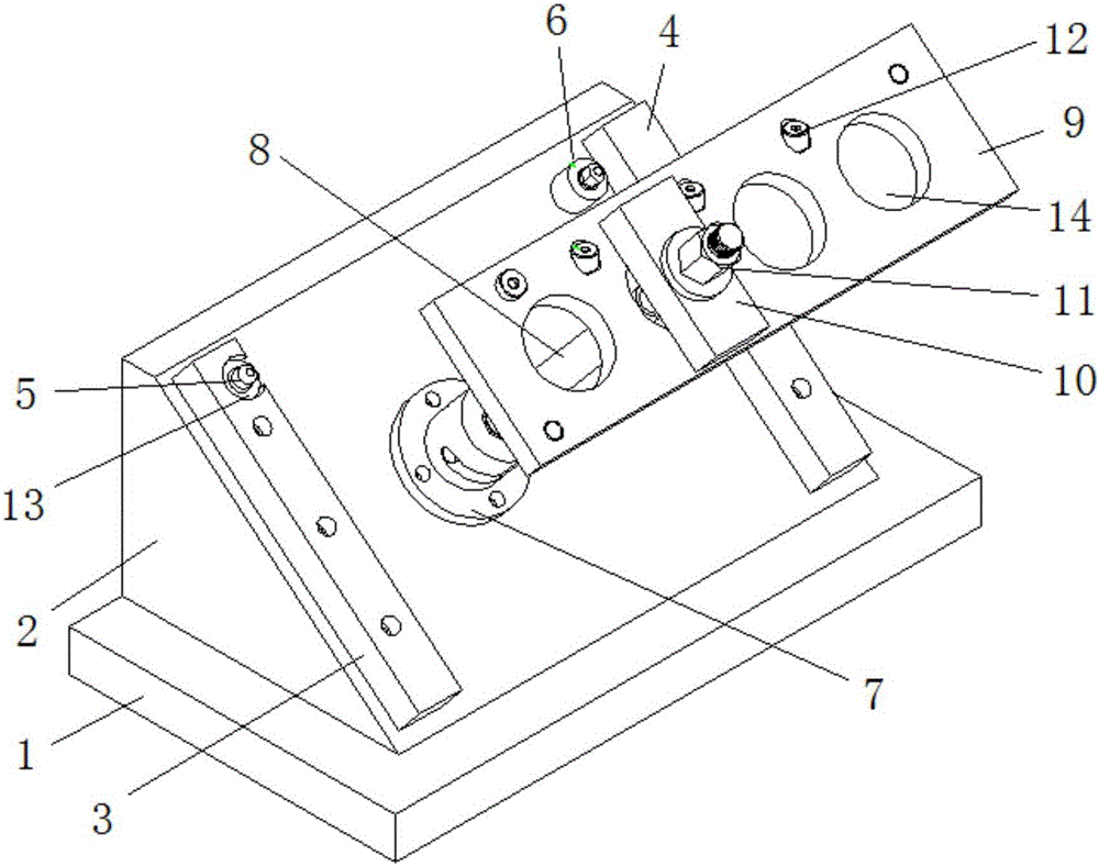 Engine cylinder body top surface inclined hole drilling fixture