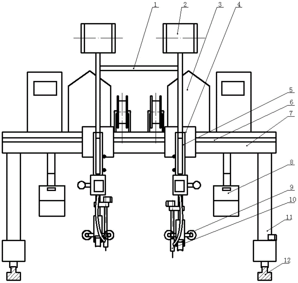 Bilateral numerical control electroslag welding device