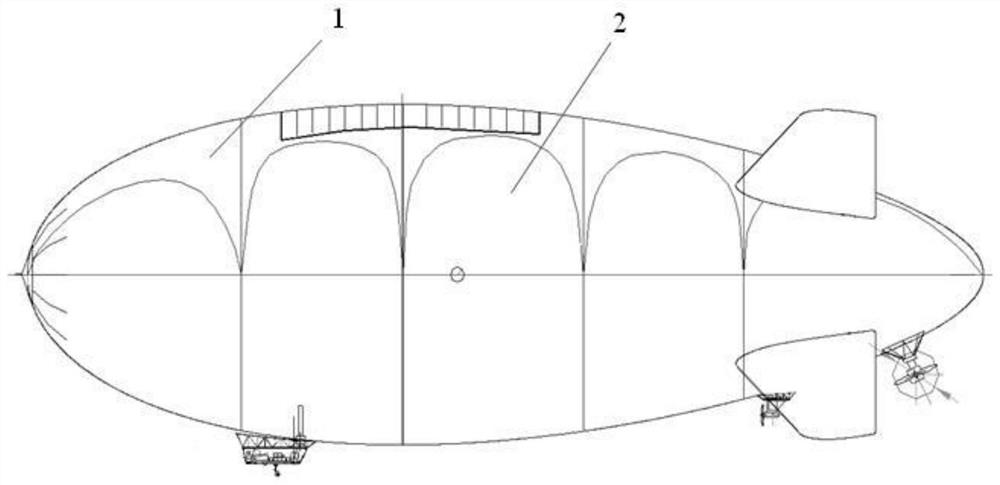 Measuring method and measuring system for deformation of air bag of large airship and large airship