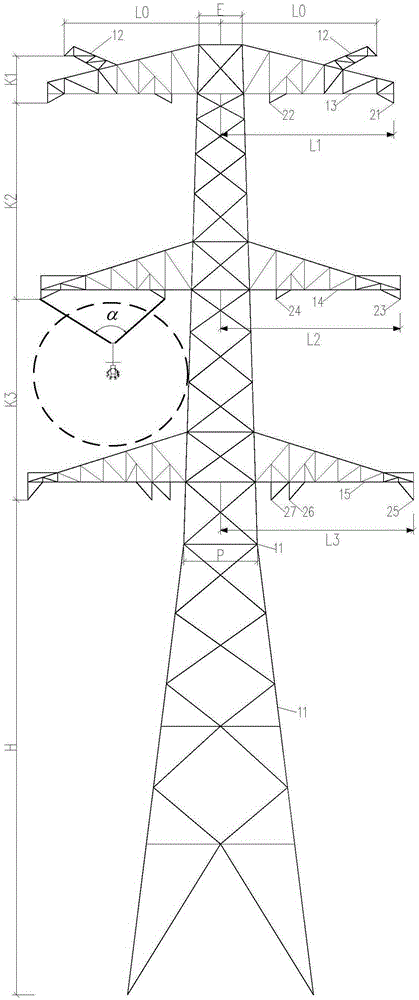 An AC UHV same-tower double-circuit linear tower