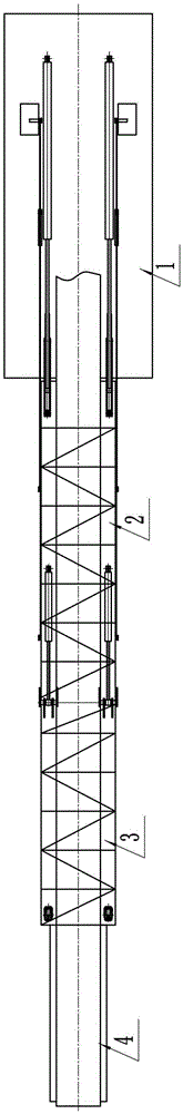 A marine truss type hydraulic folding conveying device