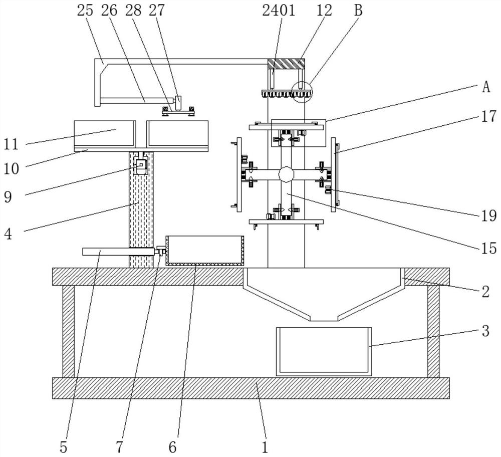 Die cutting device with automatic feeding function for insulating cushion block processing